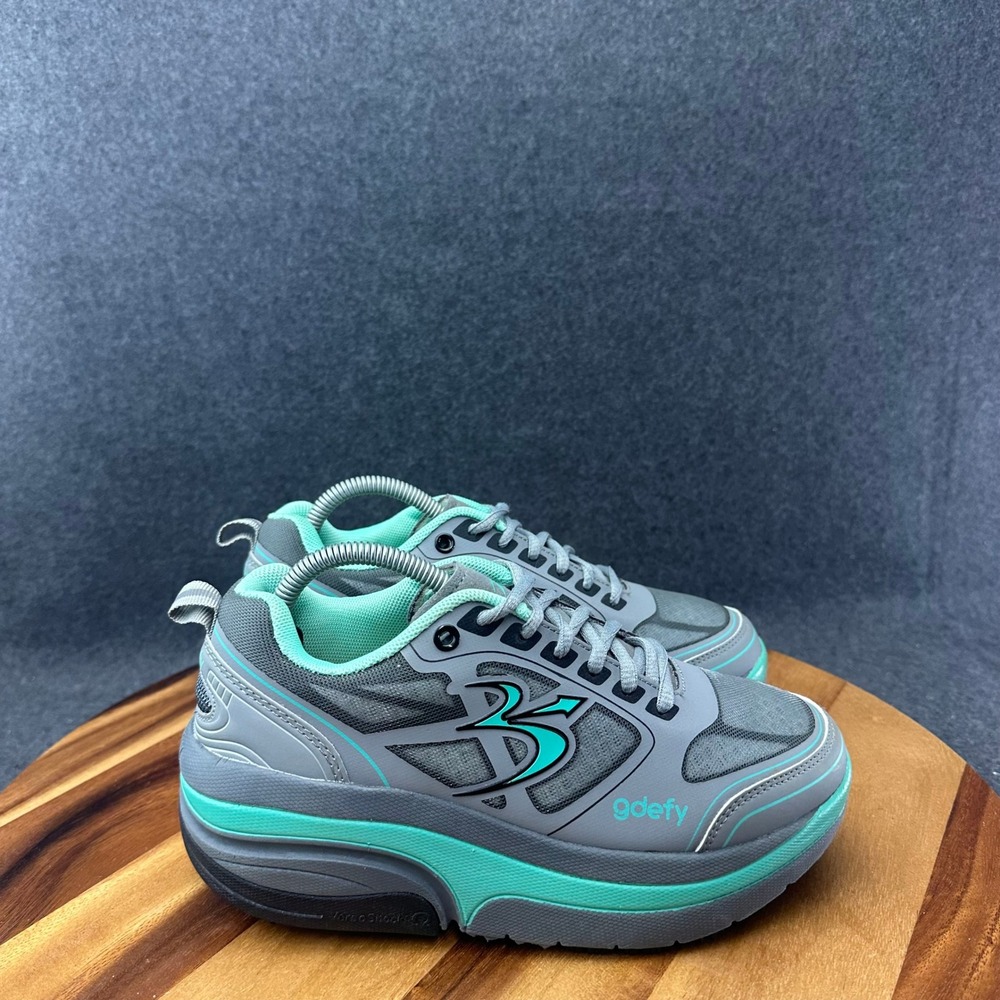 Gdefy Gravity Defyer Ion Womens Size 6 Gray Teal Green Walking Sneaker Shoes